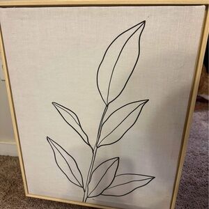 Minimalist Leaf Line Art on Canvas